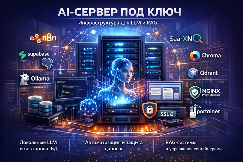 ИИ-сервер под ключ — n8n, Supabase, Ollama, Docker